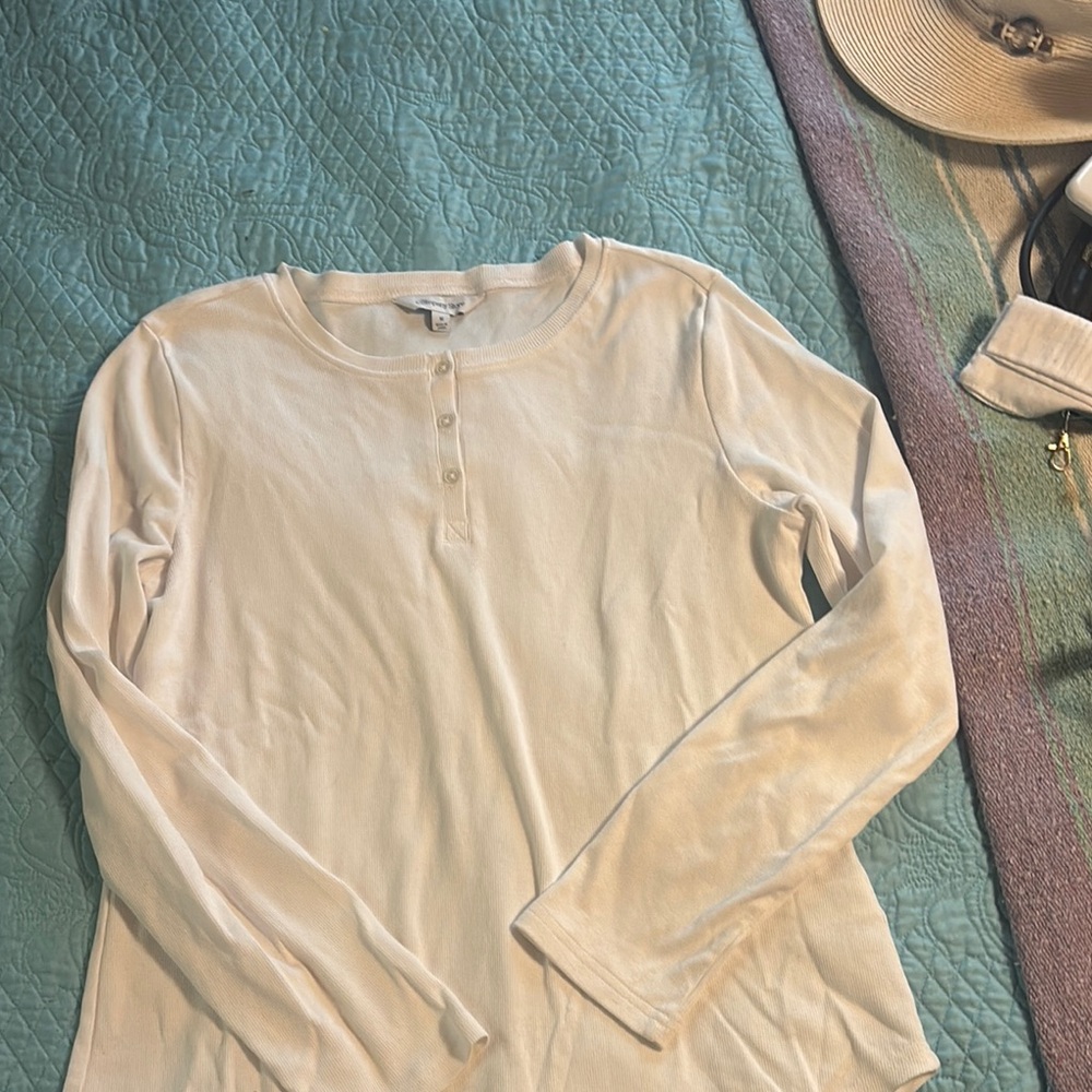 The Company Store Cream Button Down Shirt